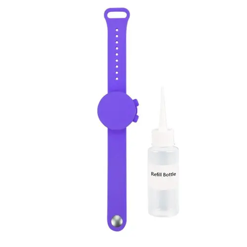 Color: Purple - Outdooor Silicone Wristband Hand Sanitizer Disinfectant Bracelet