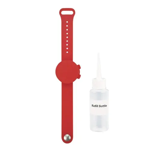 Color: Red - Outdooor Silicone Wristband Hand Sanitizer Disinfectant Bracelet