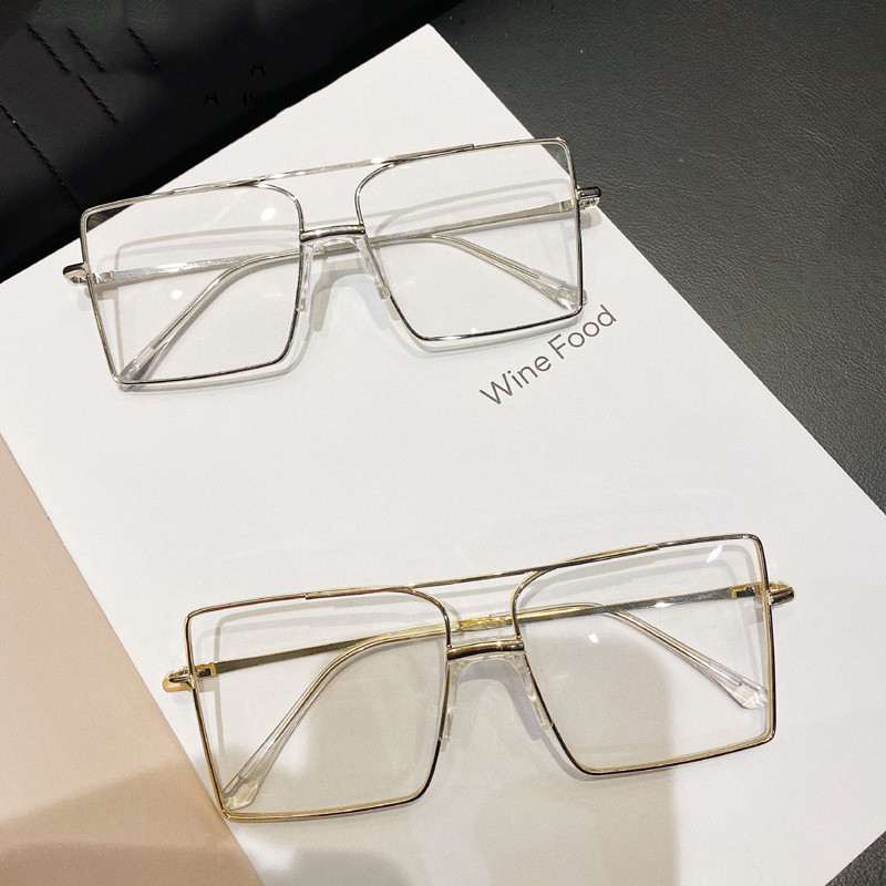 Large square transparent metal glasses frame CJdropshipping