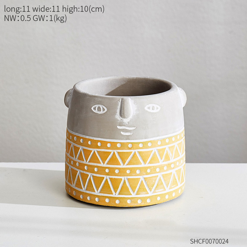Cement Flower Pot Orange