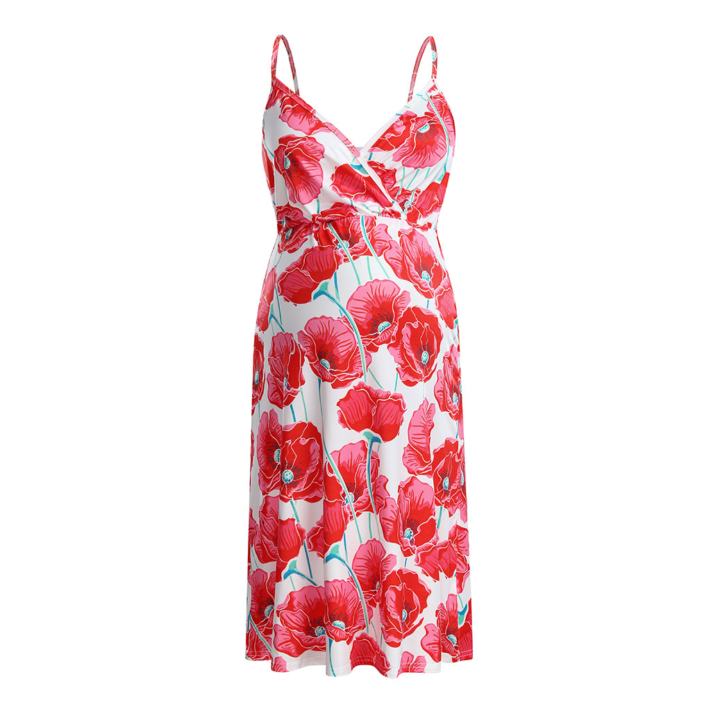 Floral Midi Dress Red