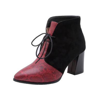 Pointy snakeskin lace-up boots—3