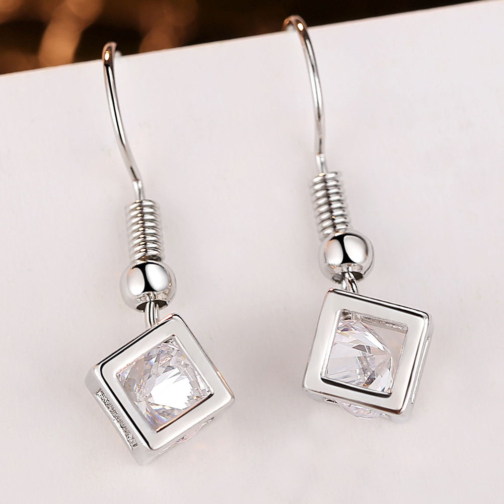 Cubic Zirconia Jewelry Set | Crystals inside a Cube Earrings & Necklace