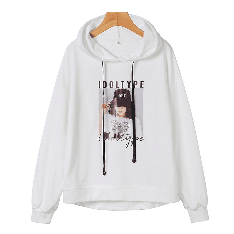 Printed loose - fitting hoodie - CJdropshipping