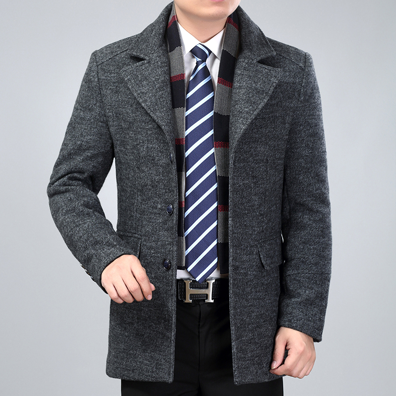 Men's woolen coat mid-length trench coat - CJdropshipping