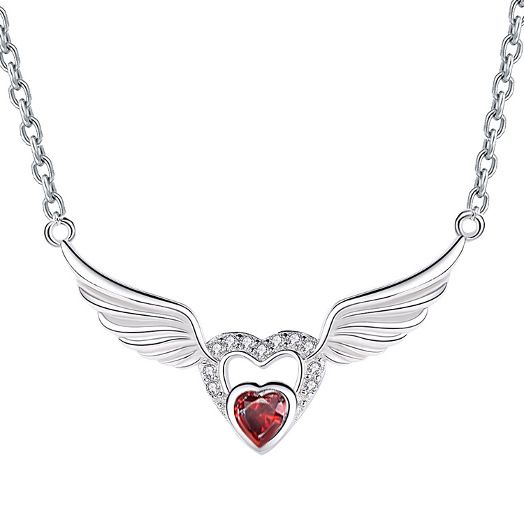 Collier Aile d'Ange Coeur Rouge