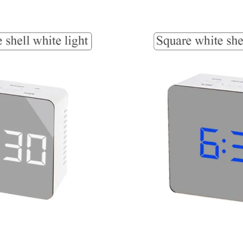 Style: 2PCS Square, Color: Set - Digital LED multi-function mirror clock