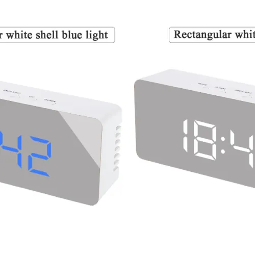 Style: 2PCS Rectangle, Color: Set - Digital LED multi-function mirror clock