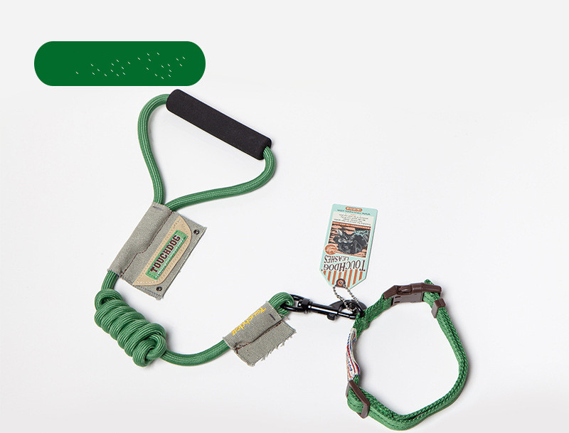 Color: Green, Style: Neck-7mm, Size:  - Chest back suit dog leash