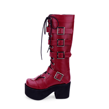 Long punk studded Lolita high boots—5