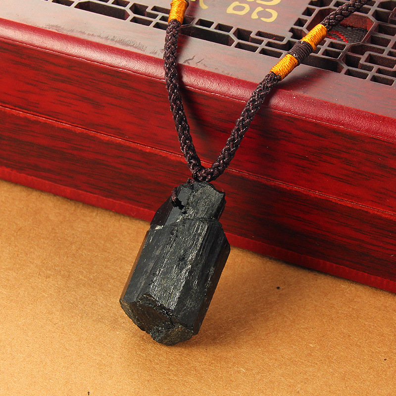 Natural Black Stone Pendant Necklace - CJdropshipping