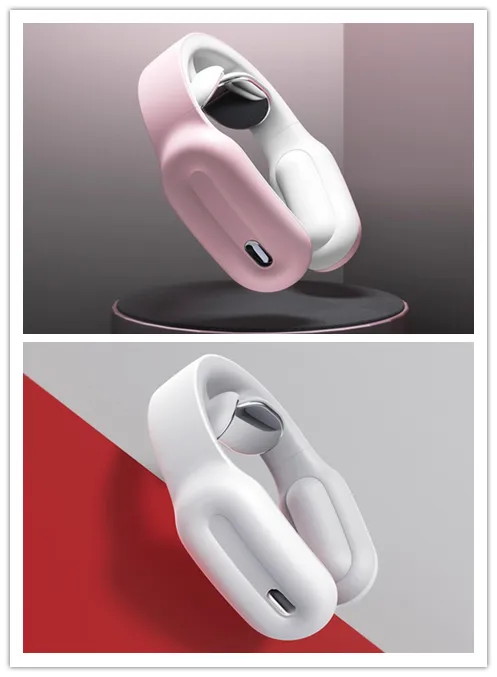 Color: Pink white - Multifunctional Massage Remote Control Neck Massager