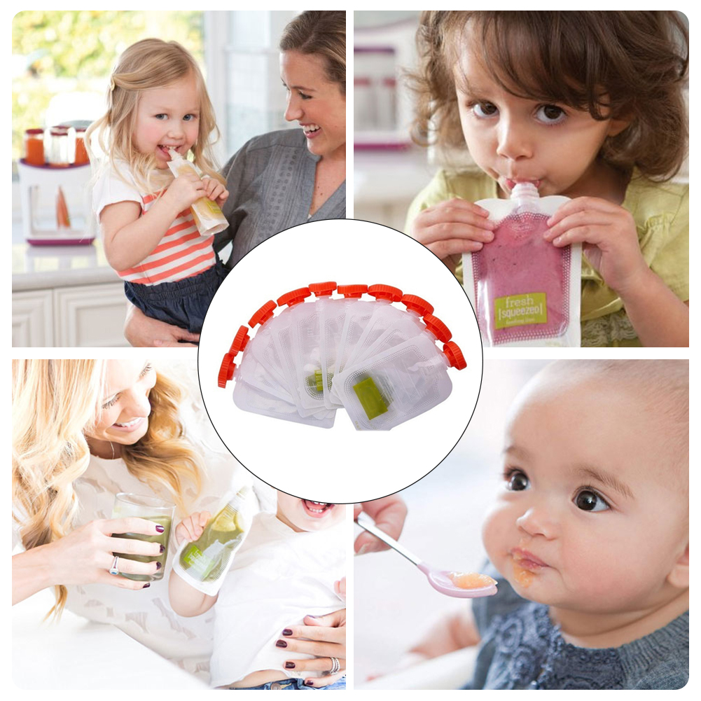 10pcs Disposable Fruit Juice Puree Squeeze Baby Food Storage Bag
