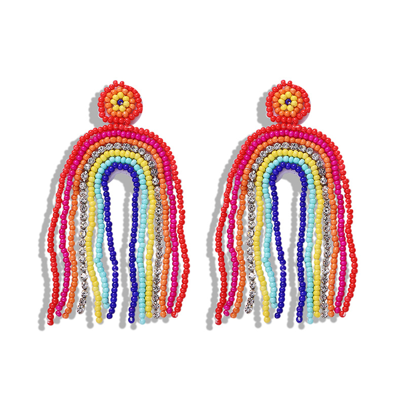 Handmade bead string tassel earrings color CJdropshipping