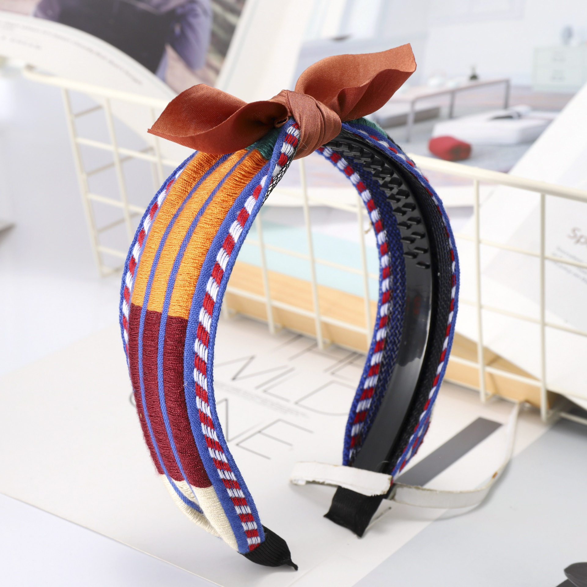 Korean-style headband - Navy Blue Bow
