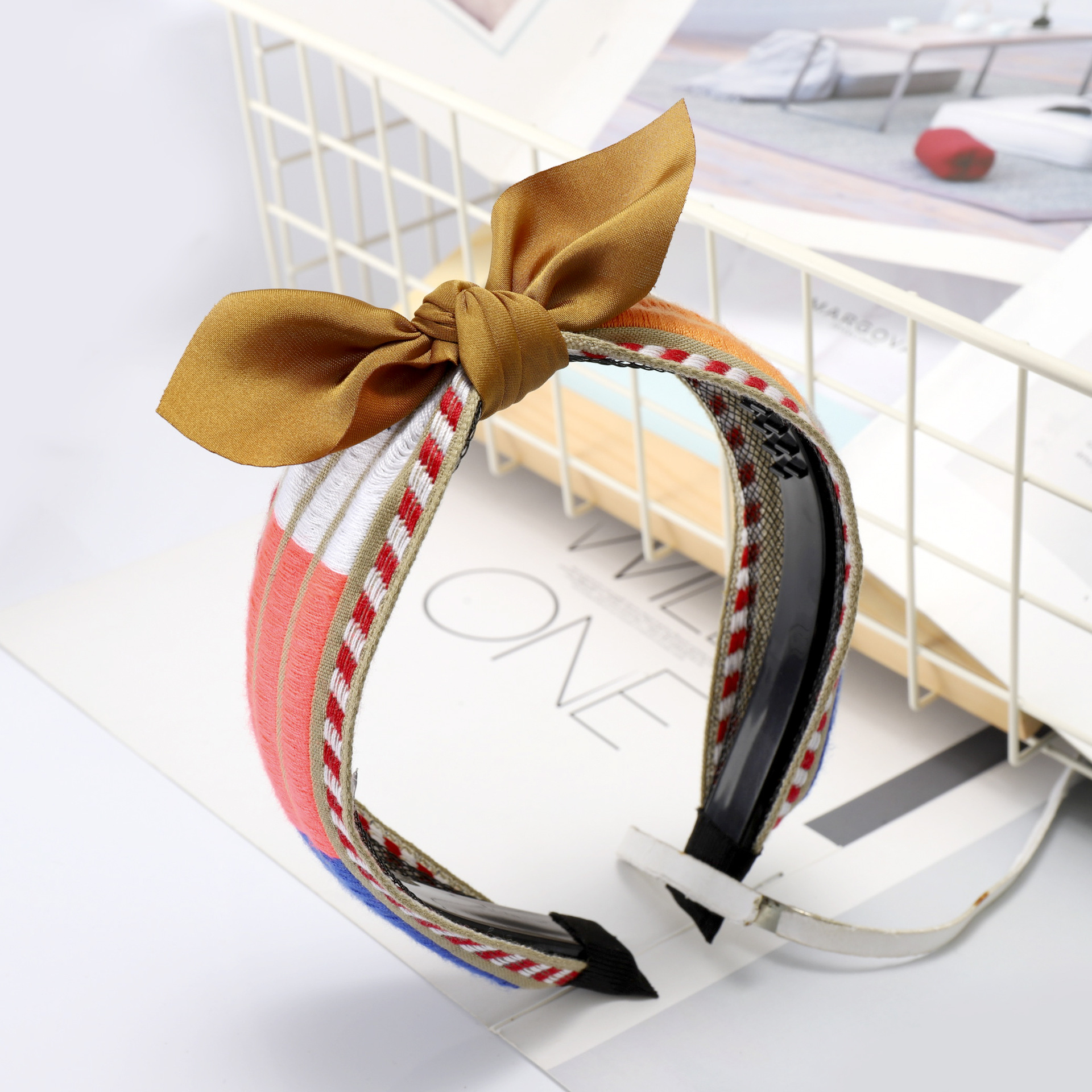 Korean-style headband - Navy Blue Knotted