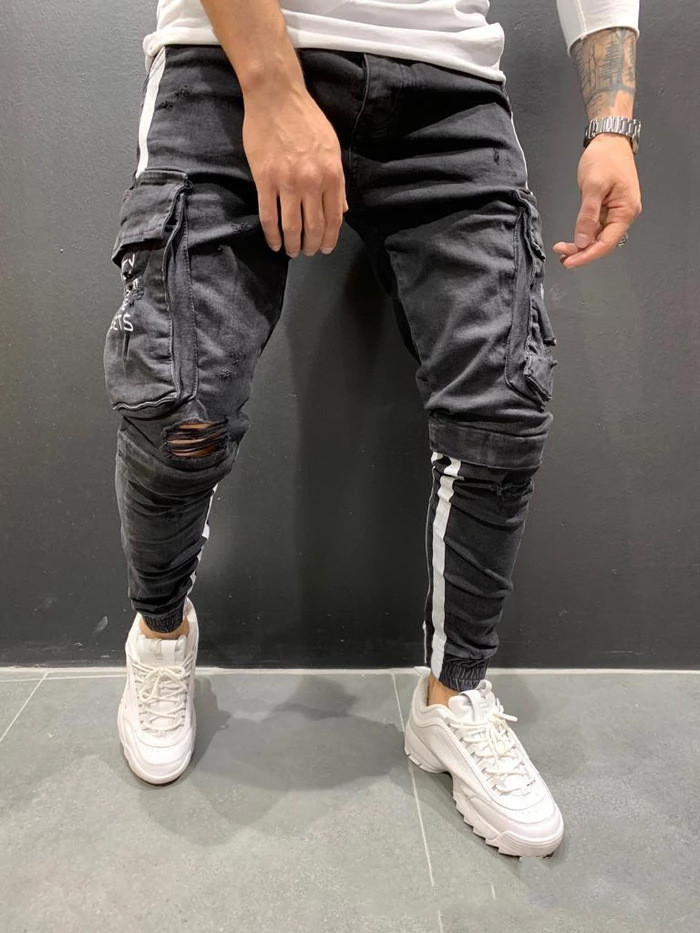 Trousers trendy knee-cut zipper trousers - CJdropshipping