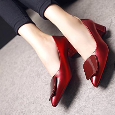 Women's Shoes Plus Size Pointed Toe Square Buckle High Heels—2