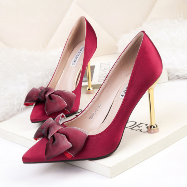 Sexy High Heels Stiletto Bow Women's Single Shoes—2