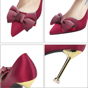 Sexy High Heels Stiletto Bow Women's Single Shoes—5