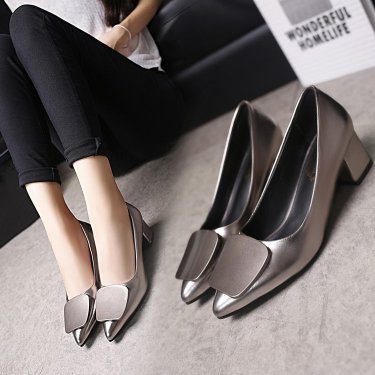 Women's Shoes Plus Size Pointed Toe Square Buckle High Heels—1