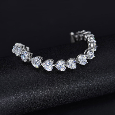 Pure Silver High Carbon Diamond Full Diamond Bracelet—1
