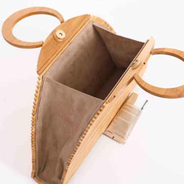 Bamboo Hand-woven Clutch Bag Natural Bamboo Bag Handbag—4