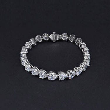 Pure Silver High Carbon Diamond Full Diamond Bracelet—4