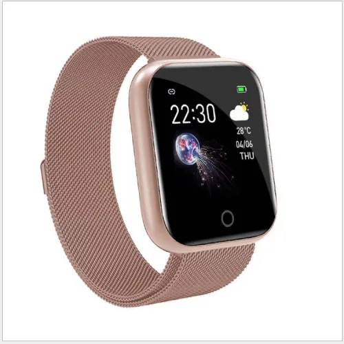 Color: Pink metal - I5 smart bracelet Bluetooth waterproof multifunction