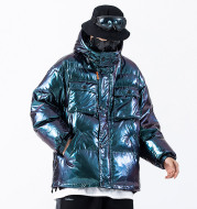 Dark Reflective Cargo Parkas Jackets Mens Hip Hop Streetwear Padded Jackets Harajuku Windbreaker Parka Coats Techwear