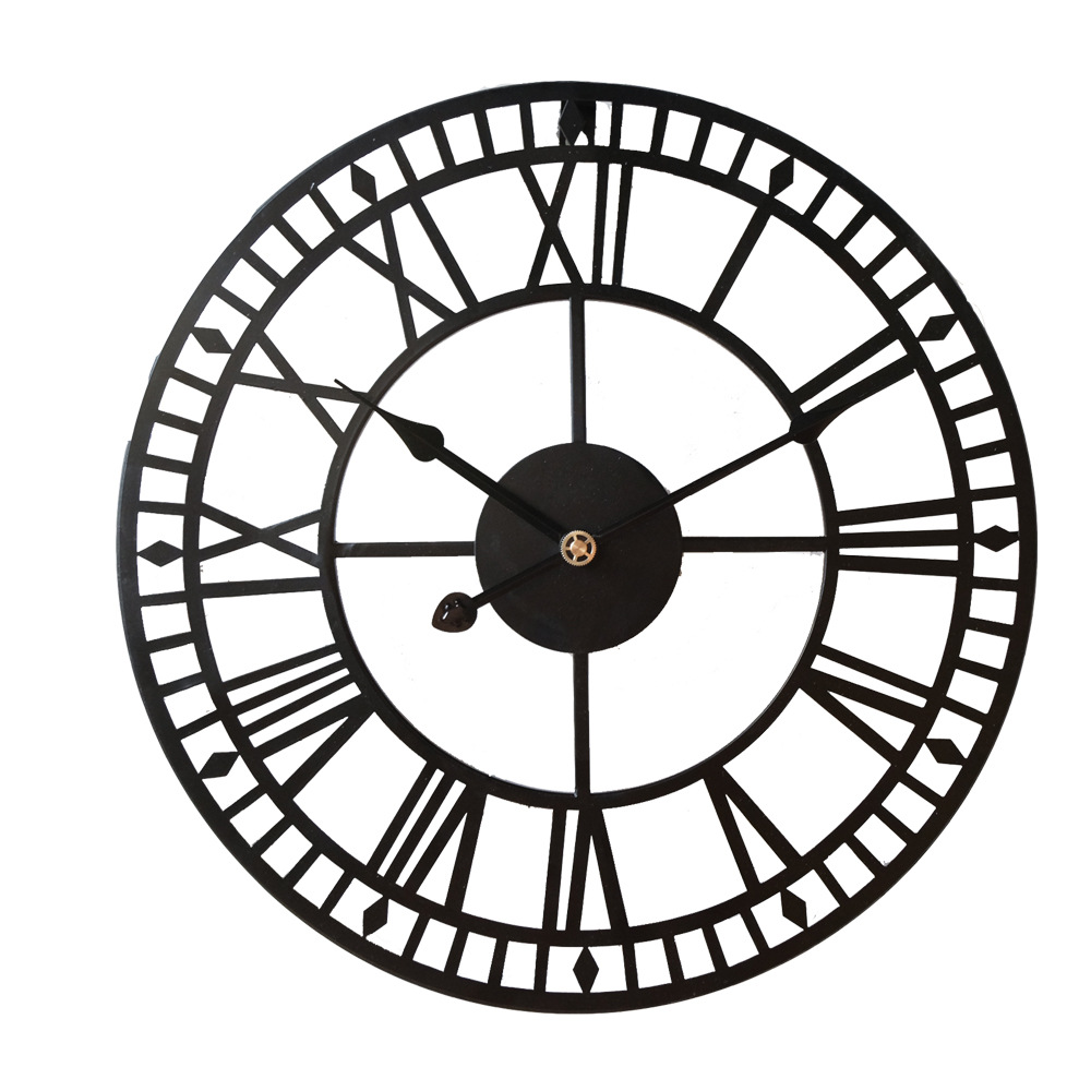 Wrought Iron Hollow 16inch Wall Clock Living Room Pocket Watch