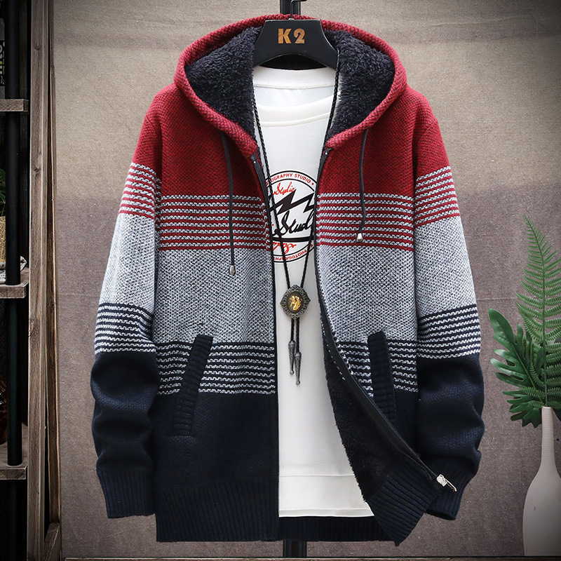 Men's Striped Colorblock Casual Hooded Cardigan - CJdropshipping