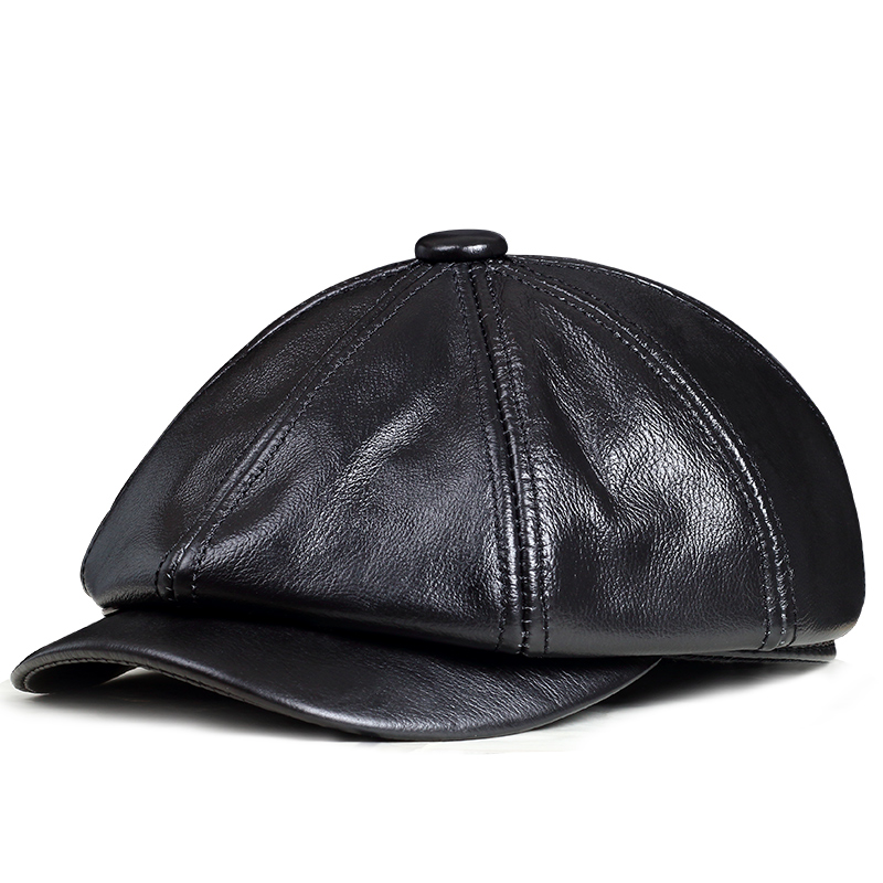 Dome Top Layer Cowhide Octagonal Hat Men - CJdropshipping