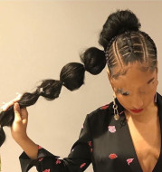 Lantern Bubble Wig Ponytail Female Long Ponytail