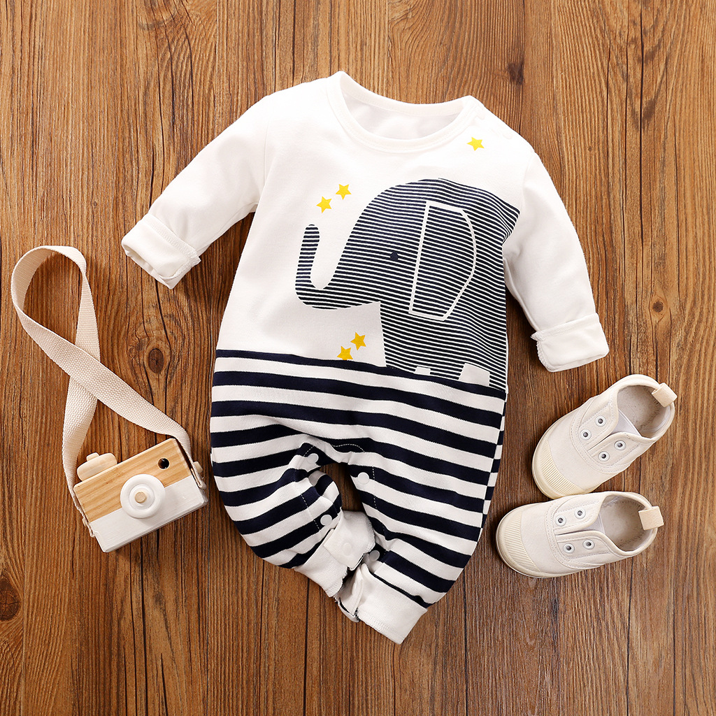 Long-Sleeved Cotton Korean Male And Female Baby Animal Crawling Clothes ...