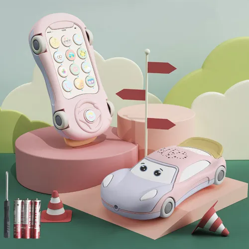Color: 2Style - Telephone Toys Juguetes Bebe with Luminous Projector Learning Toy Car