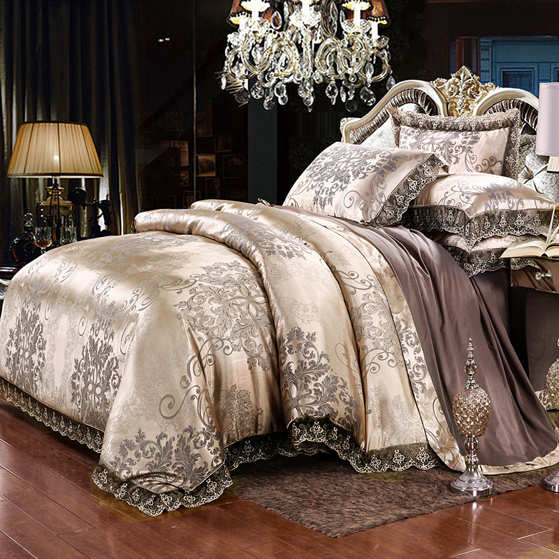 Jacquard Cotton Four-Piece Wedding Duvet Cover Cotton Bed Sheet Silk ...