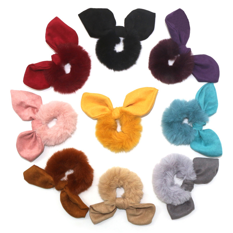 Rabbit Hair Loops Plush Rabbit Ears Rubber Band Hair Rope - CJdropshipping