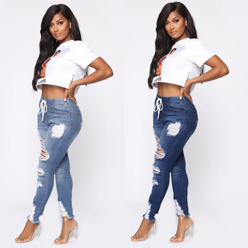 Ripped high-rise jeans - CJdropshipping