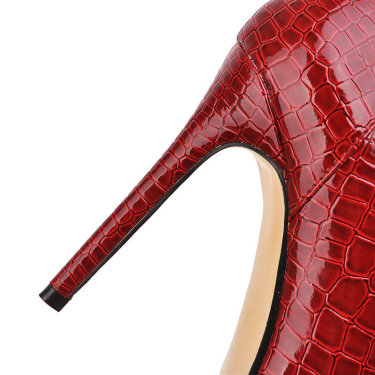 Patent leather high heel red female boots—2