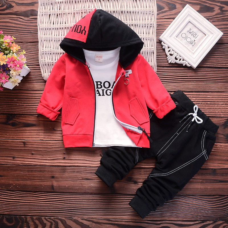 Color: Red, Size: 80cm - One-year-old autumn three-piece suit
