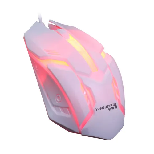 Color: White - Wired mouse colorful glow