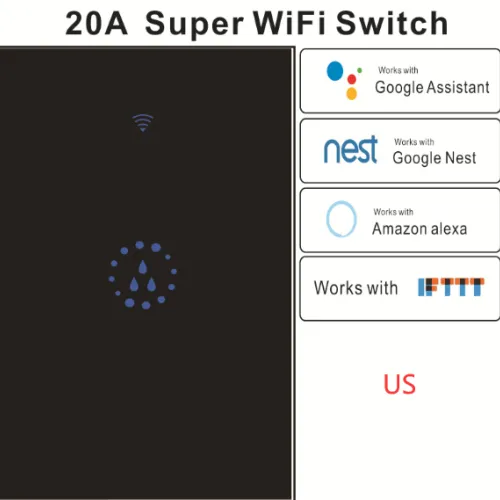 Color: Black, Style: US - Smart WIFI water heater touch switch mobile phone remote control high power switch