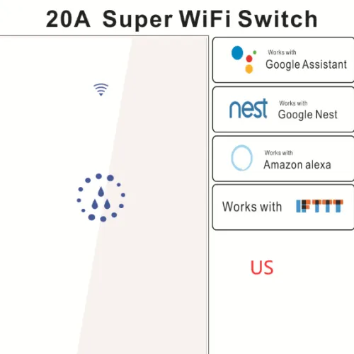 Color: White, Style: US - Smart WIFI water heater touch switch mobile phone remote control high power switch