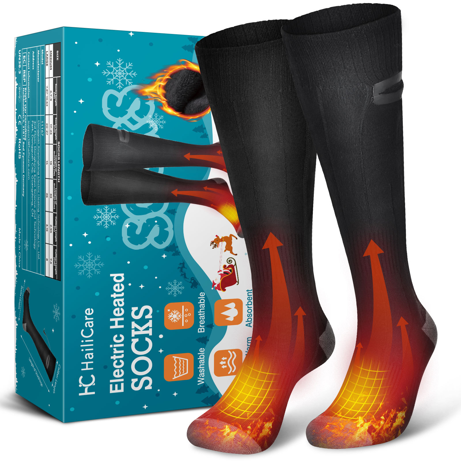 Adjustable temperature long electric heating socks CJdropshipping