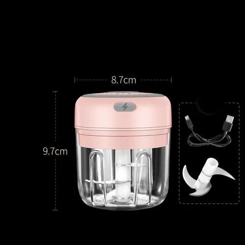 Color: Pink 250ml - Wireless Mini Baby Food Supplement Electric Garlic Pulling Garlic Pressing Garlic Stirring Garlic