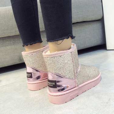 Sequined Flat Snow Boots—3