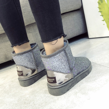 Sequined Flat Snow Boots—4