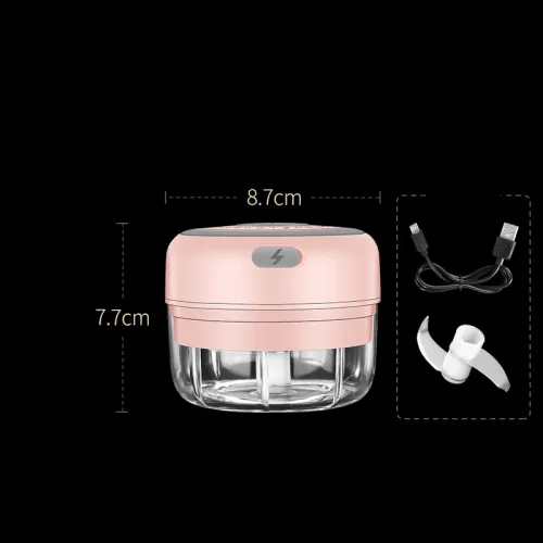 Color: Pink 100ml - Wireless Mini Baby Food Supplement Electric Garlic Pulling Garlic Pressing Garlic Stirring Garlic