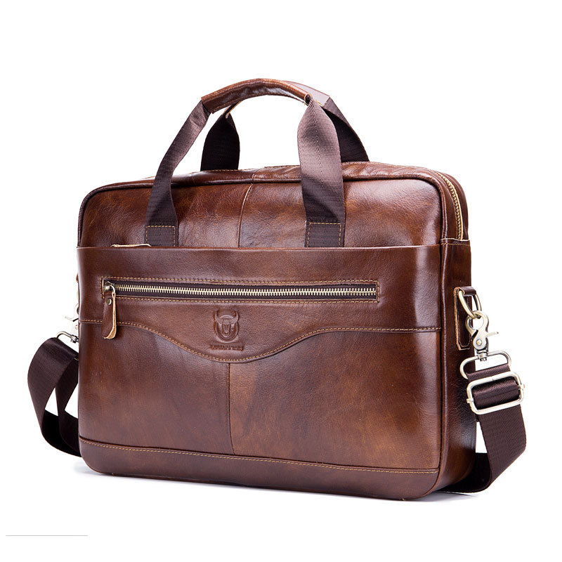 First layer cowhide multifunctional briefcase - CJdropshipping